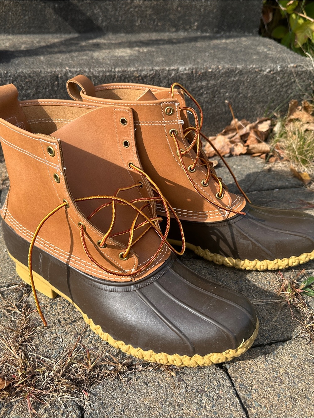 L.L. Bean 1914 Two-Tone Brown and Tan Waterproof Duck Boots Thinsulate